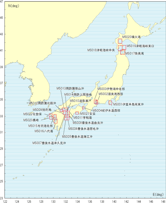 M5000シリーズ　海底地形デジタルデータの海域